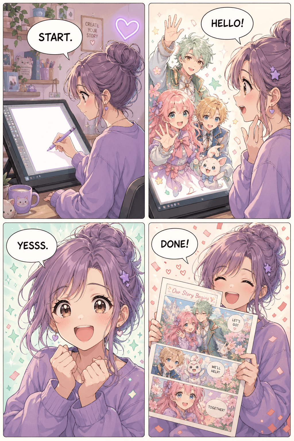 A free vertical-scroll manga page made with Manga Creator